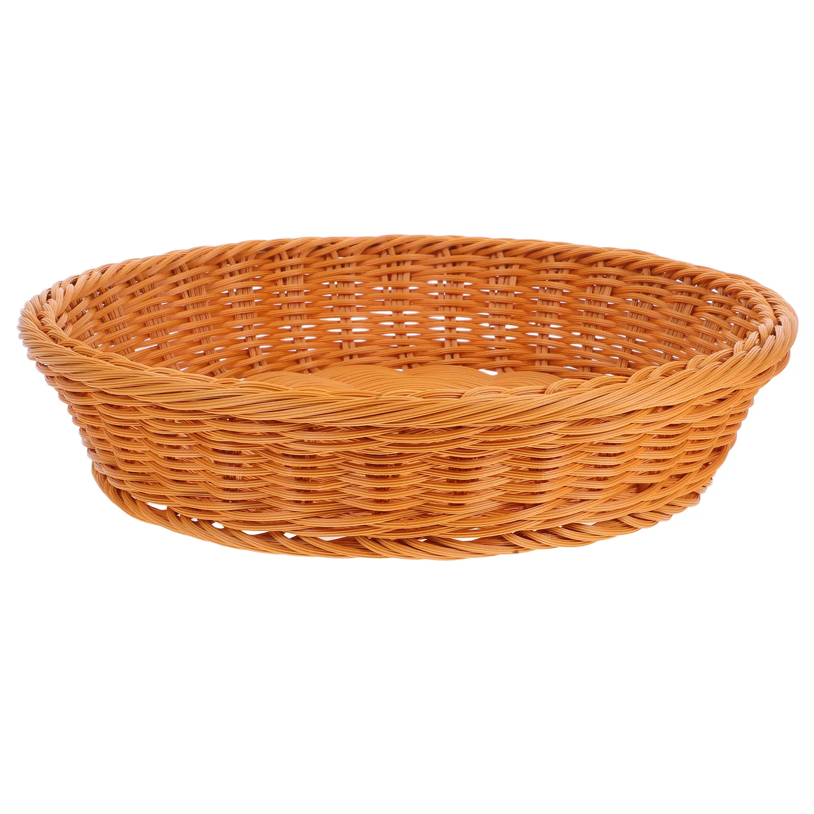 

Round 30cm Woven Imitation Rattan Basket Large Serving Fruit Bread Vegetable Storage Kitchen Dining Round Basket