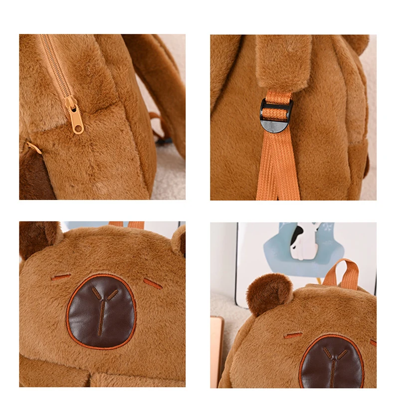 Brown Capybara Children Girl Backpack Kid Plush Bookpack Cute Capybara Cartoon Princess Kindergarten School Boy Girl Backpack