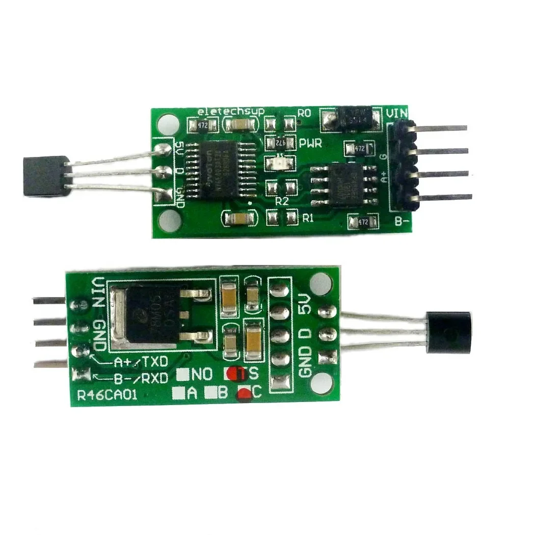 R46CA01 DS18B20 RS485 RS232 TTL Com UART Temperature Acquisition Sensor Modbus RTU for Arduiuo PC PLC MCU