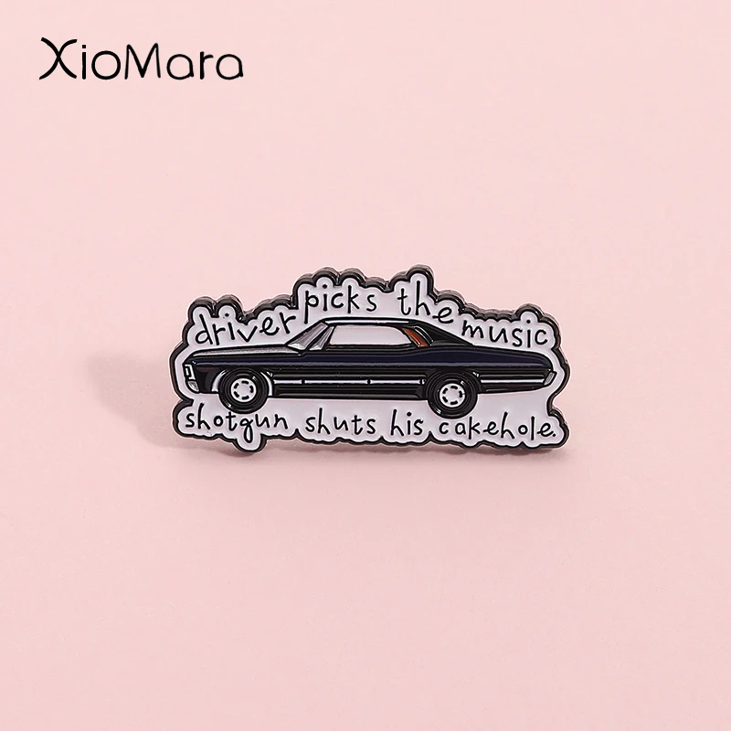 Supernatural Impala Driver Picks The Music Shotgun Shuts His Cakehole Emaille Pins Lustige Broschen Anstecknadeln Schmuck Fans Geschenk
