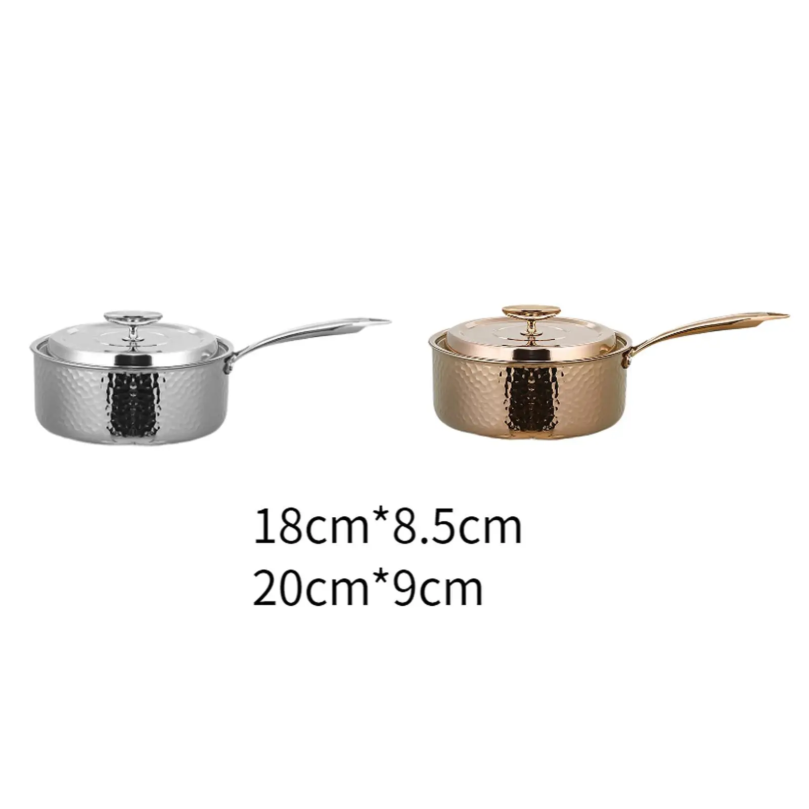 

Saucepan with Lid Cooking Pot Stainless Steel Induction Pot Pasta Porridge Pot Cheese Soup Pot Butter Warmer for Restaurant