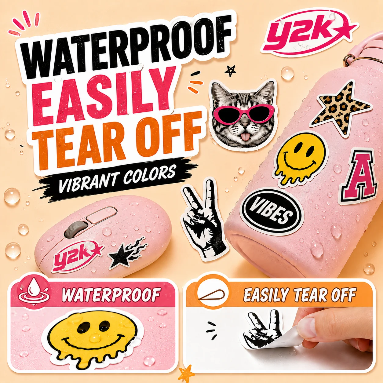Custom Die‑Cut Stickers Personalized Photo Logo Text Waterproof PVC Sticker Custom Shape Decals Laptop Water Bottle DIY Decor