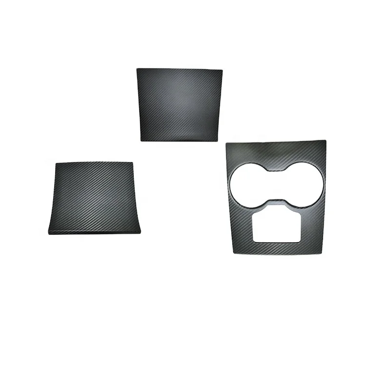 

Dry Carbon 3PCS Interiors Middle Console Cover Cup Holder Forge Carbon Panel Fit For Tesla Model 3 2018-2019