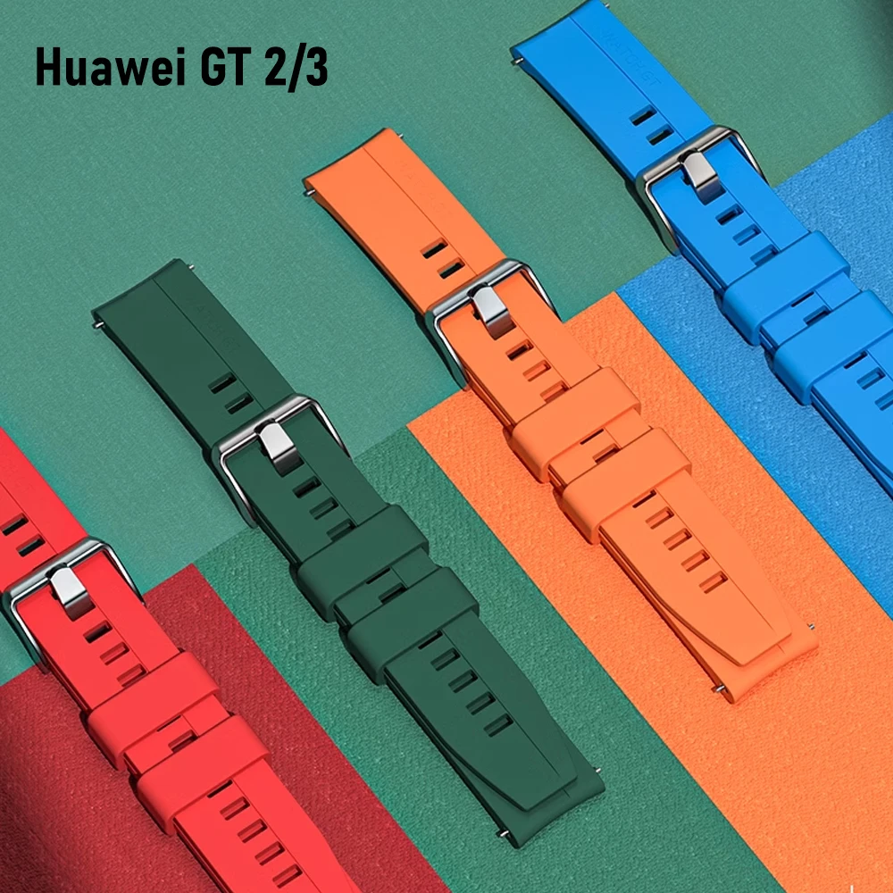 Pulseira de relógio de silicone para relógio Huawei, relógio Huawei, GT2, 2, 2e, 3 Pro, 46mm, correia smartwatch, pulseira, Samsung Galaxy, 3, 45mm,