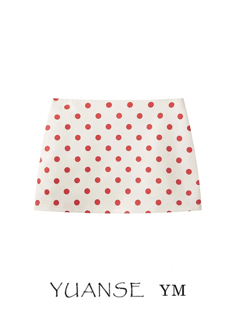 

Red Polka Dot Skirt Women's Casual Fashion Winter Slimming A-Line Skirt Low Waist Print Casual Style Ladies' Skirt