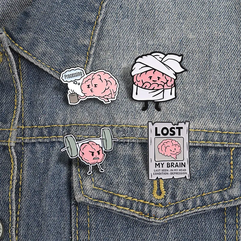Funny Brain Enamel Pins Humorous Quote Brooch My Brain Has Left The Chat Lost My Brain Lapel Badge Gift For Mental Health