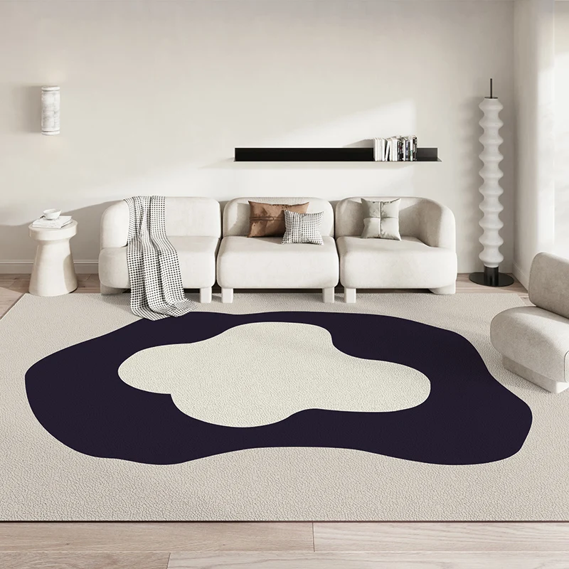 Wabi Sabi Carpets for Living Room Black and White Pvc High-end Rugs for Bedroom  Cutable Cloakroom Carpet Large Area Lounge Rug