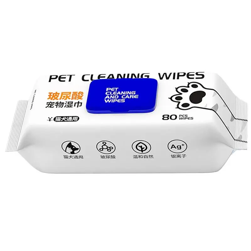 Pet Cleaning Wipes 80X Hydrating Pet Wet Pads Pet Supplies Cleaning Pads Natural Grooming Kit Care Dog Cat Ear Eye Cleaner For