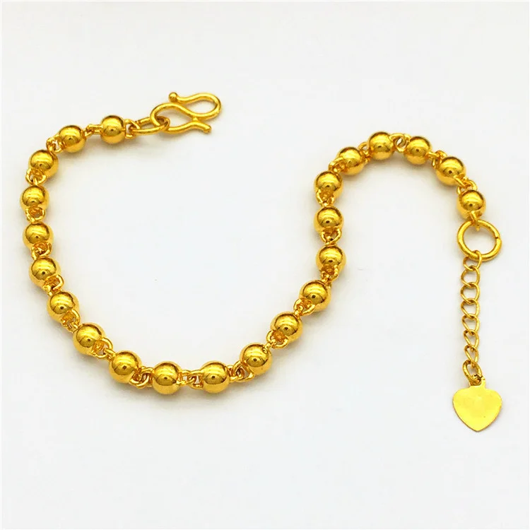Fashion Luxury Imitation Gold Transfer Beads Bracelet Men's and Women's European Currency Gold Long term Color free Jewelry