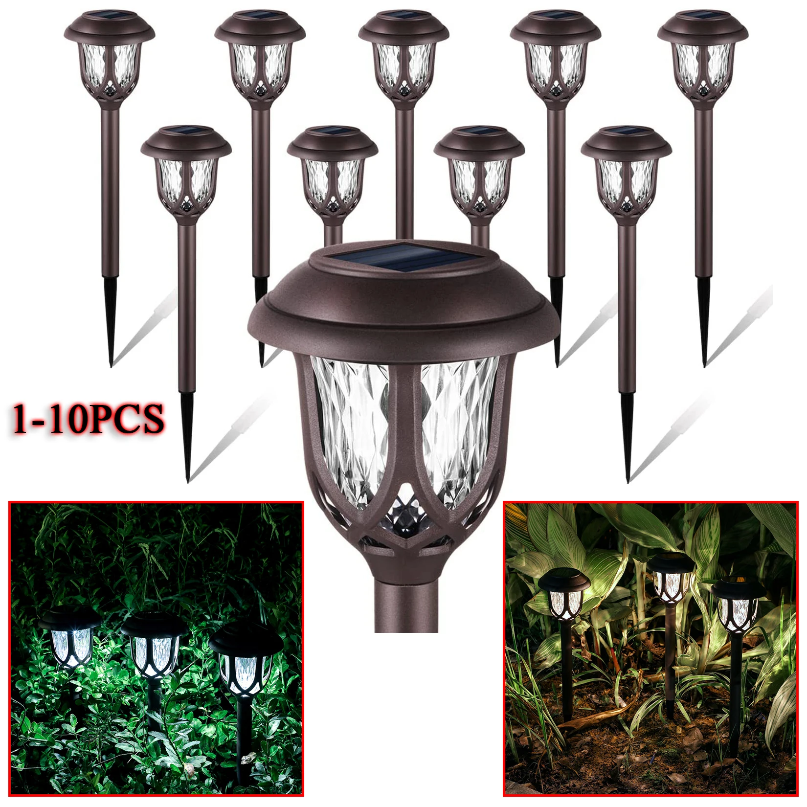 

1/2/4/6/8/10pcs Outdoor Solar Lawn Light Garden Light Garden LED Decorative Light Villa Ground Plug Light Waterproof Night Light