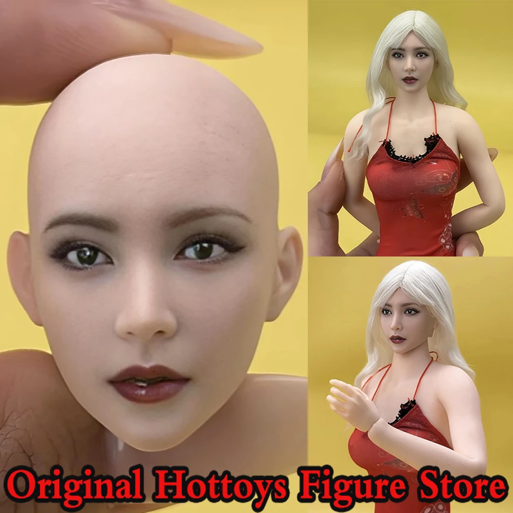 

In Stock 1/6 Scale Female Soldier Head Sculpture Cool Girl Bald Head Carving For 12-inches Action Figure Model Doll Toys