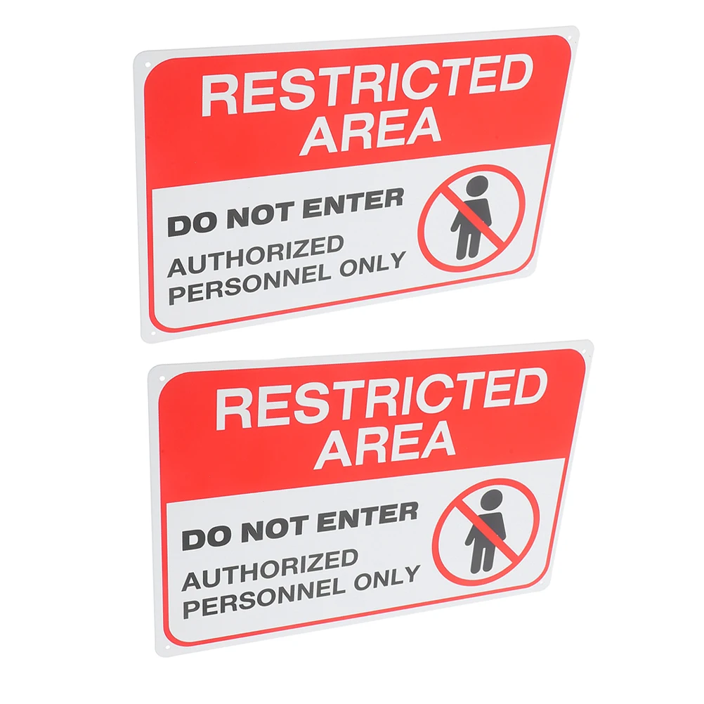 2pcs Warning For Outside: Keep Out No Entry Sign Metal Weatherproof Do Not Enter Caution Indicator Private Restricted Zone