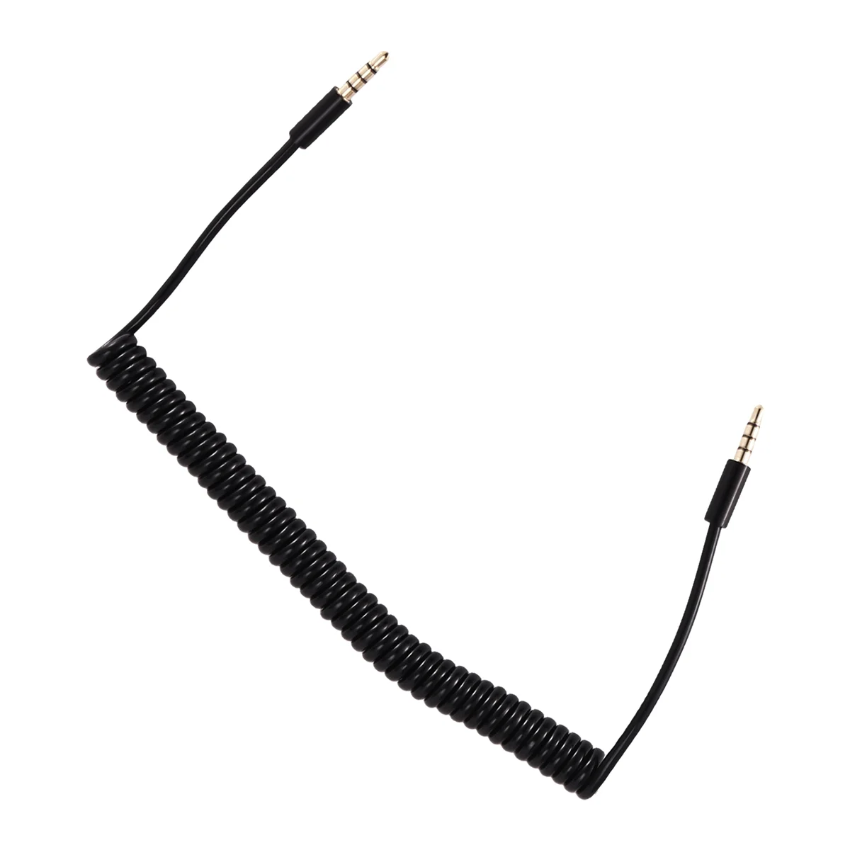 

3.5mm Male to Male Jack 4 Pole Extension Aux Audio Coiled Spiral Cable 1.5M