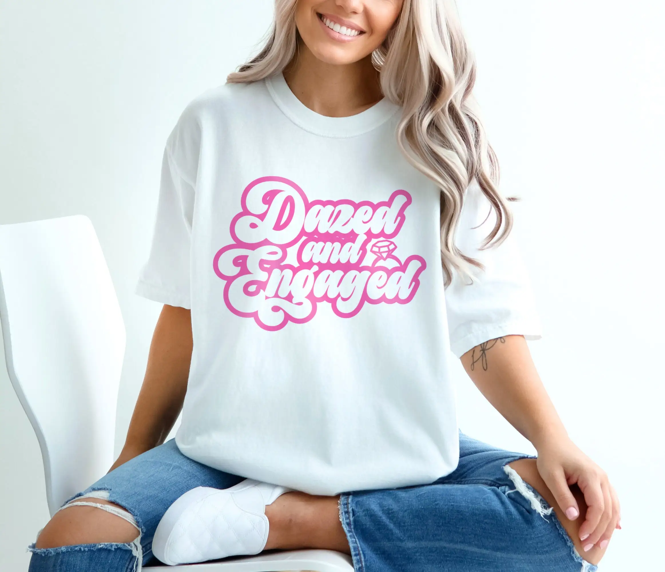 Fiancee T Shirt Dazed and Engaged EngagemenT Future Mrs 70s Retro Bride