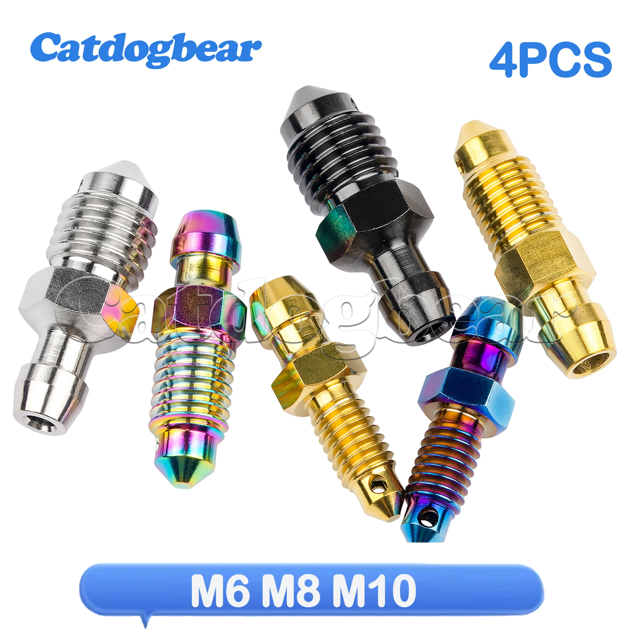 

Catdogber 4PCS Titanium Bolt M6 M8 M10 X Ptich1.0/1.25mm Spacing Motorcycle Caliper Oil Drain Bleed Screw Oil Drain Screw