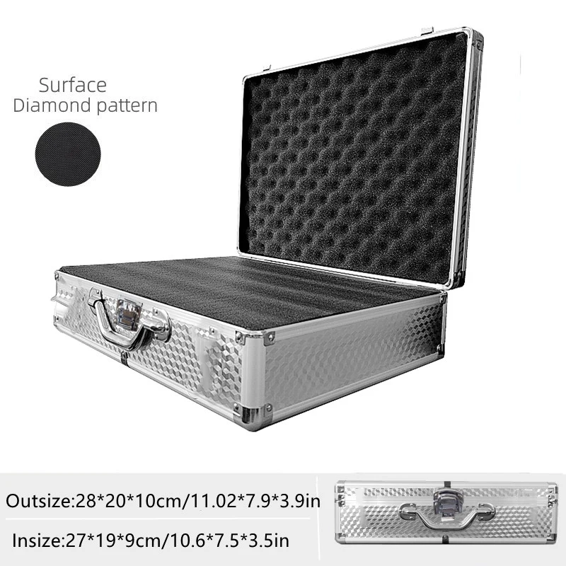 Handheld Aluminum Toolbox Shockproof Tool Case Portable Equipment Instrument Case Aviation Case File Outdoor Box with Foam