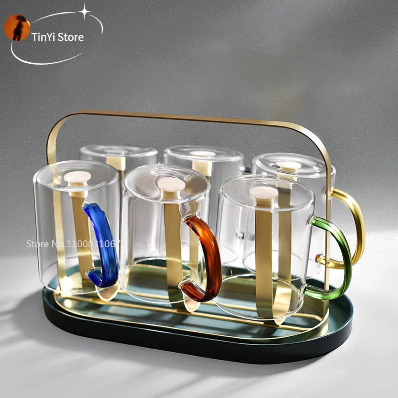 יפני חום עמיד שקוף זכוכית עם ידית מים כוס בית נטו סלבריטאים תוספות שתיית מיץ כוס יין משקפיים