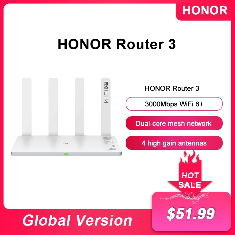 

New Original Honor Router 3 Wifi 6+ 3000Mbps 2.4 GHz & 5 GHz Dual-core 128MB Wireless wifi extender Smart Home Router Easy Setup