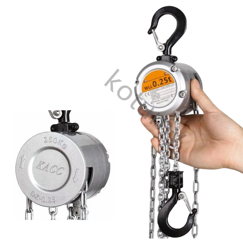 Mini Chain Hoist Aluminum Alloy Hand Cranked Chain Hoist 0.25/0.5 T Portable Manual Lever Block Lifting