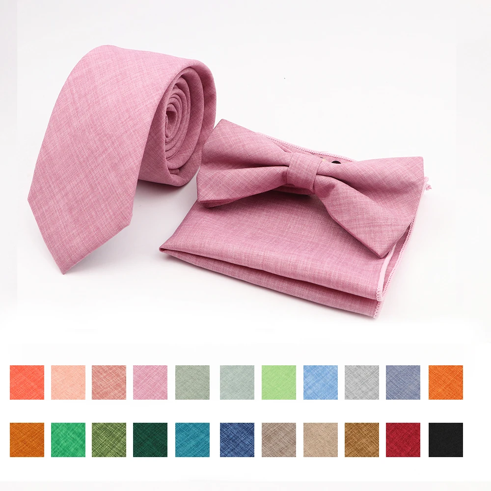 

Hot sale Fashion 27 Color Ties Classic Handkerchief Bow Ties Set Necktie For Men Business Wedding Party Shirt Accessories Gifts