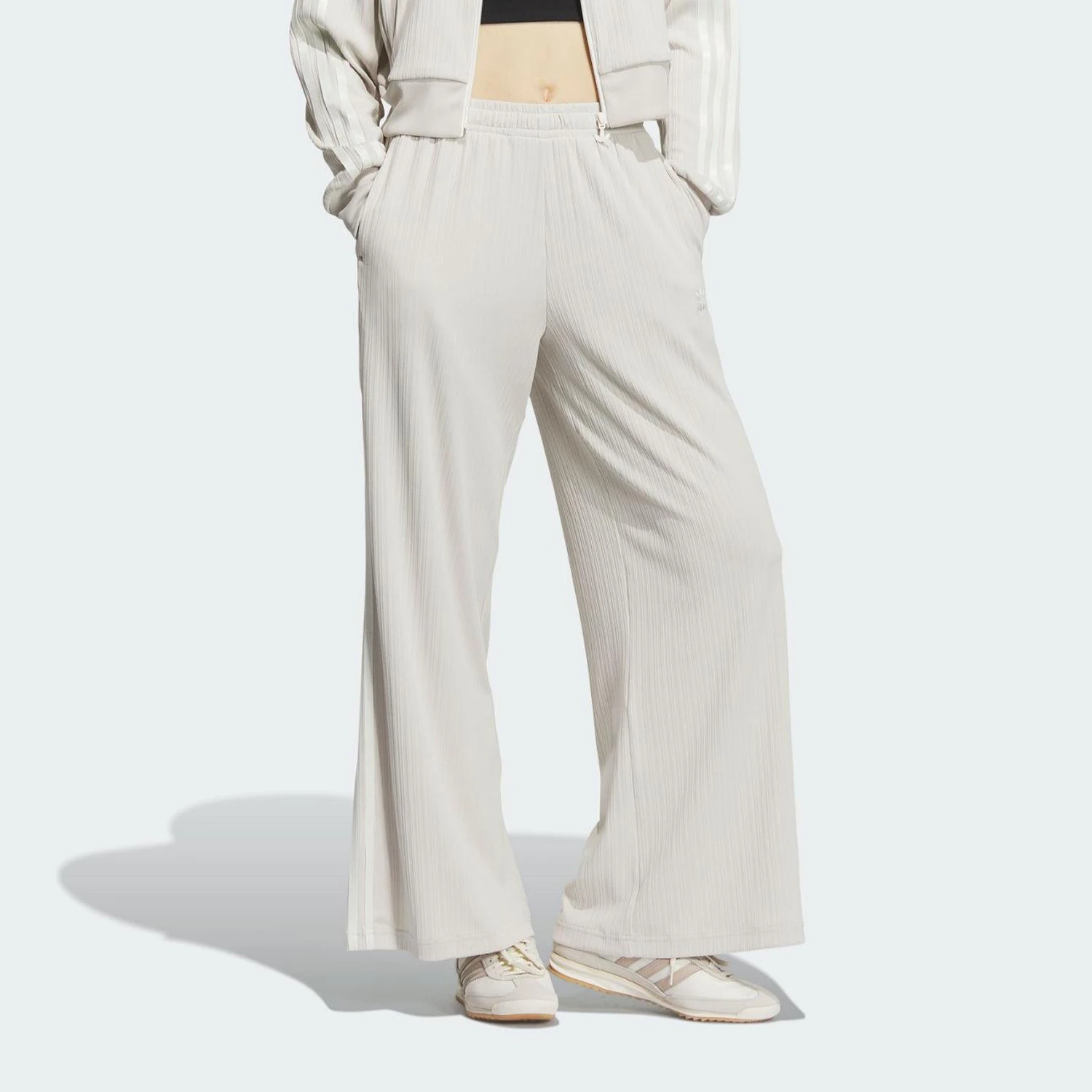 Oryginalne damskie spodnie sportowe Adidas z trzema paskami, dzianinowe, luźne, codzienne, model KB8949