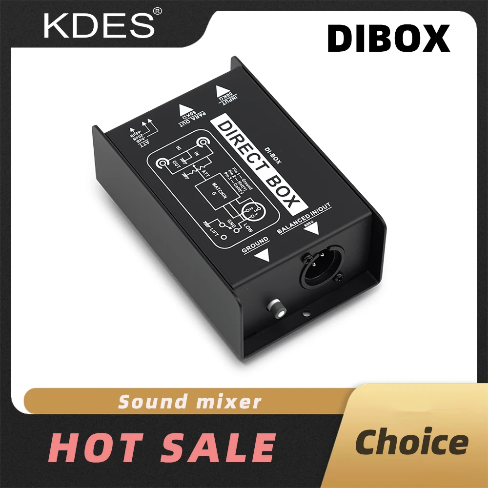 KDES DIBOX Professional Passive DI-Box Direct Injection Audio Box Balanced & Unbalance Signal Converter with XLR TRS Interfa