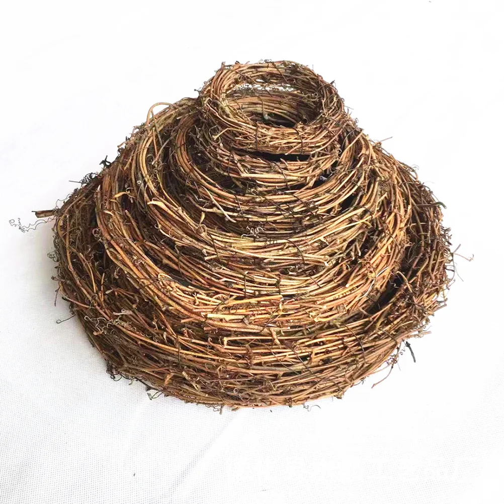 Guirxiété de fleurs de vigne de terre, couronne de Noël, décor d'Halloween, cadre de bricolage d'anneau, rotin naturel pour cercle de guirlandes exécutives, 16 pièces