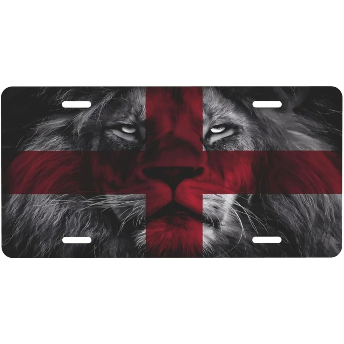 British England UK English Lion Flag Aluminum License Plate 6 x 12 Inch Metal Car Front License Plate Cover Car Decor Accessory