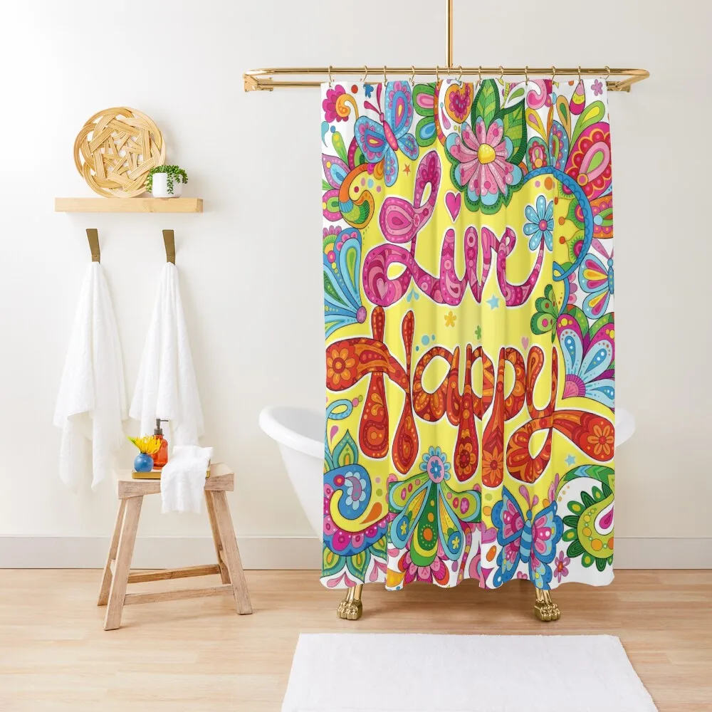 

Live Happy! Shower Curtain Set For Bathroom Waterproof Bathroom Shower Curtain