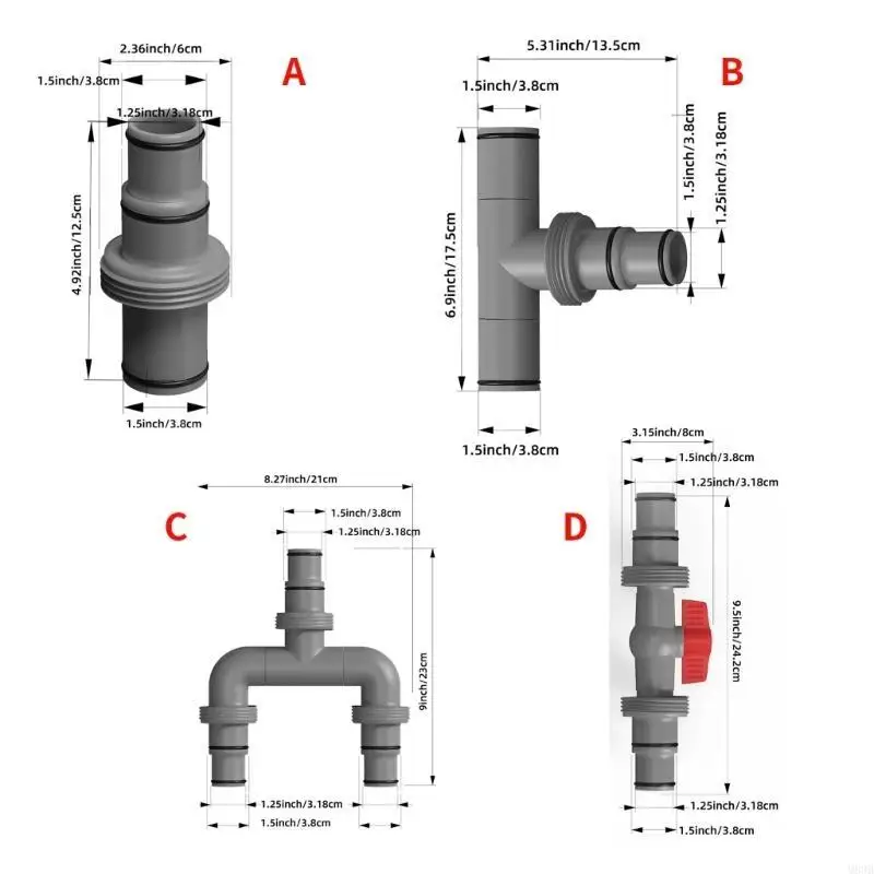 Pool Replacement Pipe Joint Interconnecting Coupler with Rubber O Rings