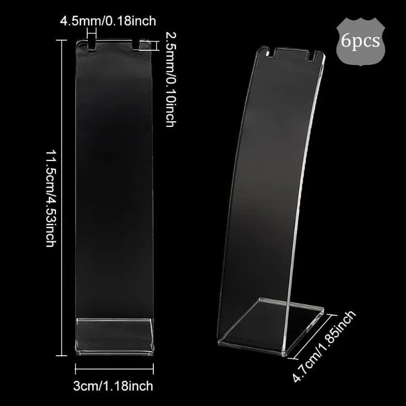 6 Pcs L-Shape Acrylic Necklace Holder(Clear 4.53 inch Height) Slant Back Earring Display Stand Jewelry Organizer for Earring