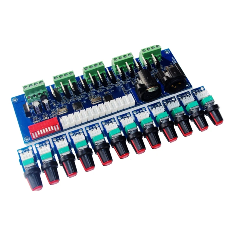 

New 12CH LED DMX512 Decoder DC12V-24V 12 Channel 4 Groups DMX Decoder Dimmer DMX512 3P RJ45 Controller Manual Knob