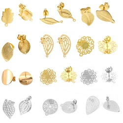 10pcs Stainless Steel Earring Settings Hollow Flower Earrings Hook Earrings Base Earrings Connector for DIY Jewelry Making