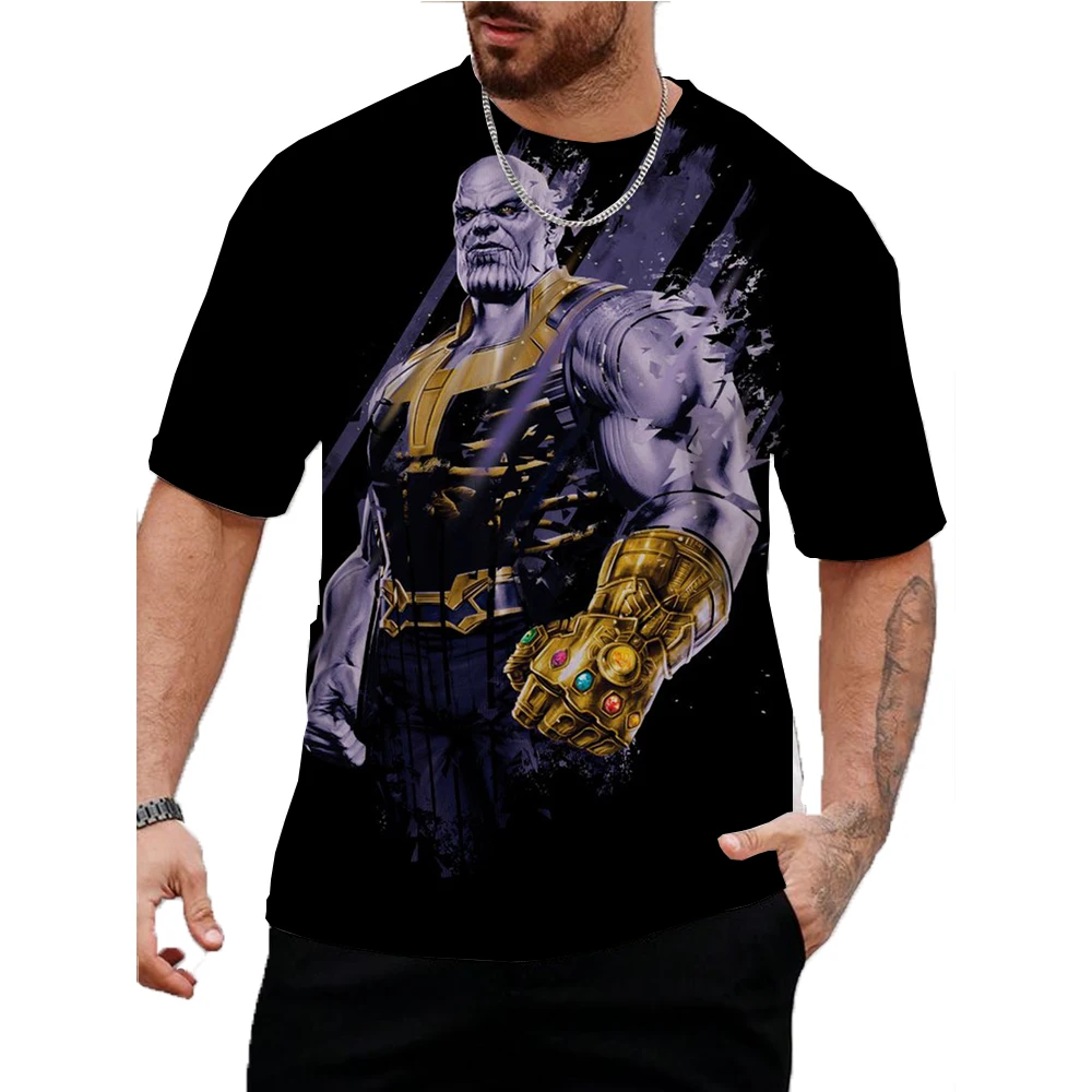 Marvel Thanos print T Shirts For Mens Short Sleeve Tops Vintage Streetwear O-Neck Pullover Sailor Clothing Retro Tees 5XL Male