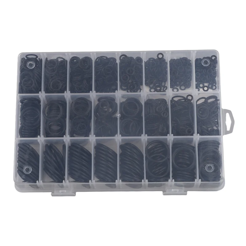 1200Pcs O 링 씰링 와셔 검정색 고무 O-링 배관 가스켓 내유성 고온 Oring Kit-AT64