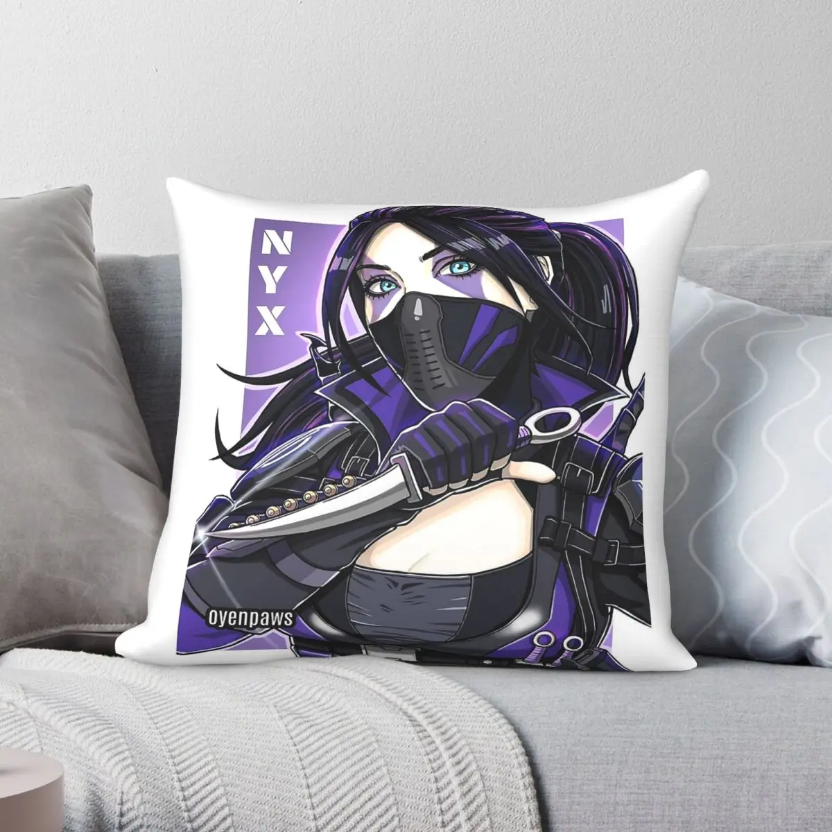 Mobile Nyx Square Pillowcase Polyester Linen Velvet Printed Zip Decor Car Cushion Cover