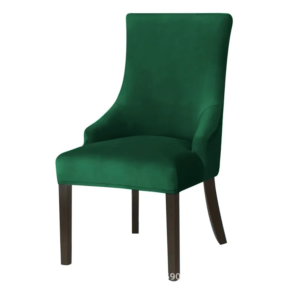 Velvet Dining Chair Cover Elastic Spandex Chair Covers Strech High Back Sloping Arm Chairs Slipcovers For Banquet Home Decor