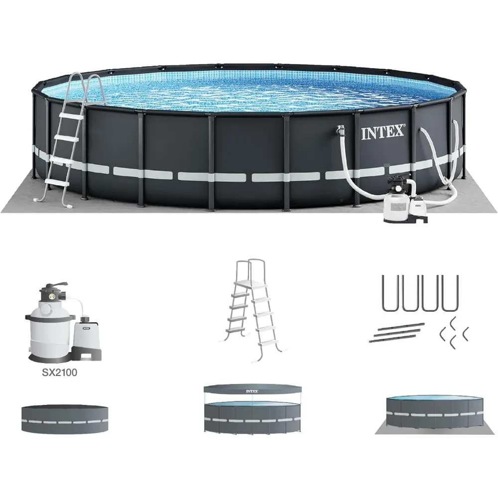 Deluxe above Ground Swimming Pool Set:20ft x 48in includes 2100 GPH Cartridge Sand Filter Pump Puncture Resistant Rust Resistant