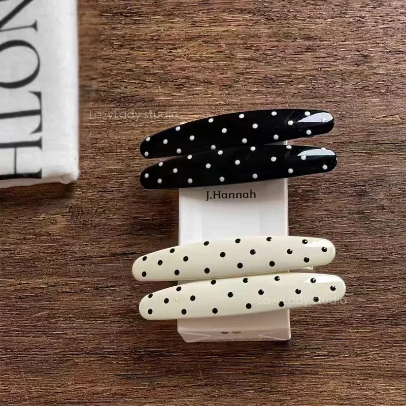 2026 Fashion Polka Dot Cherry Duck Bill Hair Clips for Women Gentle Alloy Side Hairpins Delicate Edge Broken Hair Clip