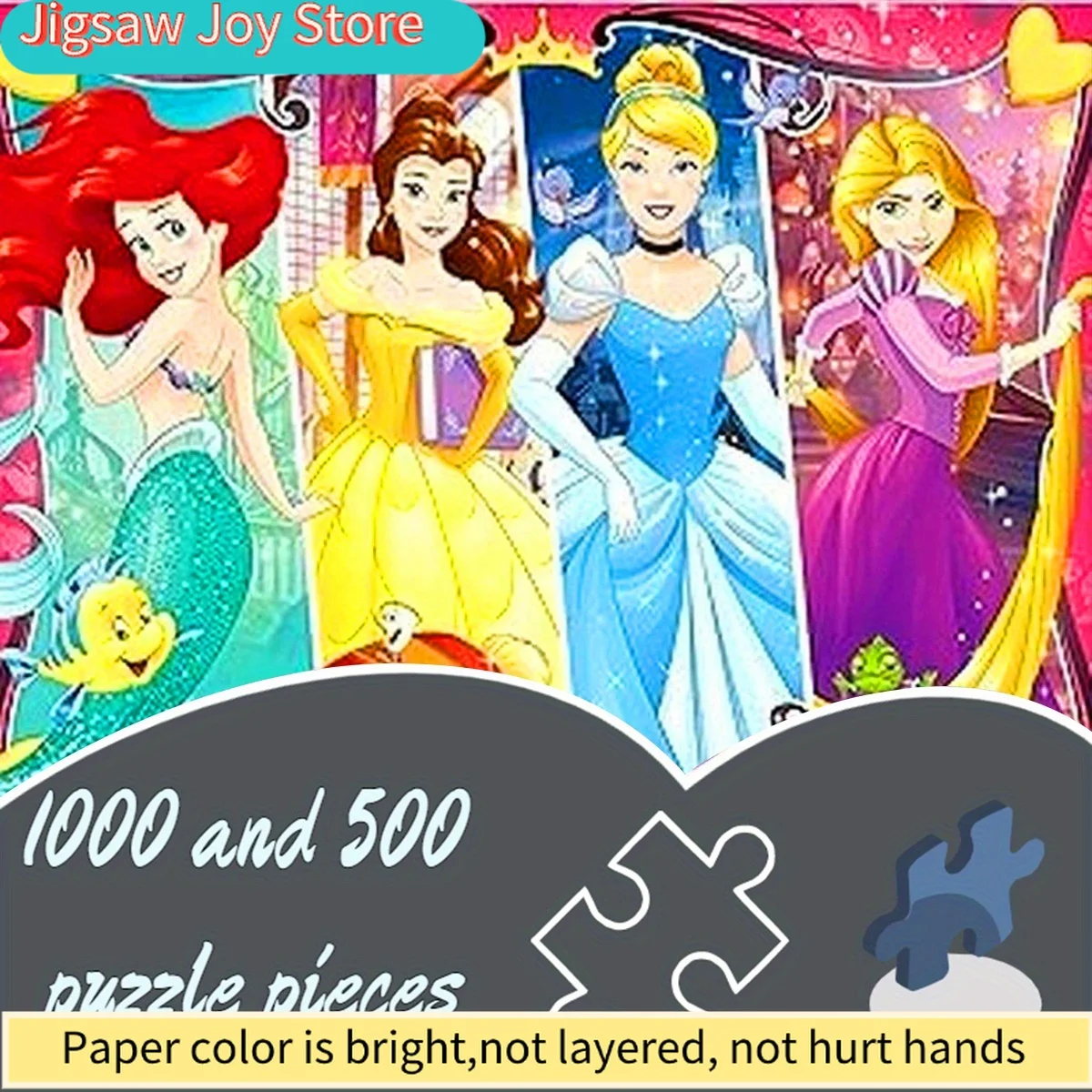 500/Disney  Paper Puzzle, DIY Puzzle, Thickened White Card Material, Adult Puzzle,  Princess Dreamy Combination Beautiful Cute