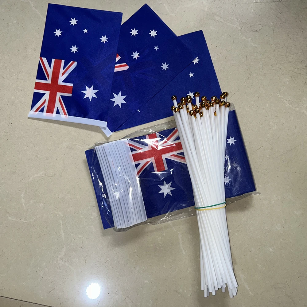 Australia Flag 14x21cm Polyester Australia Hand Waving Flag for Activity/Parade/Sports/Home Decoration