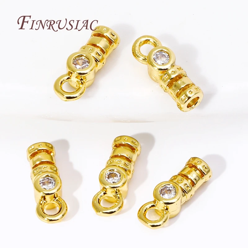 5/10Pcs 18K Gold Plated Chain Cords Crimp End Caps With Loop Cord Tube Barrel End Cap Fittings DIY Jewelry Making Supplies
