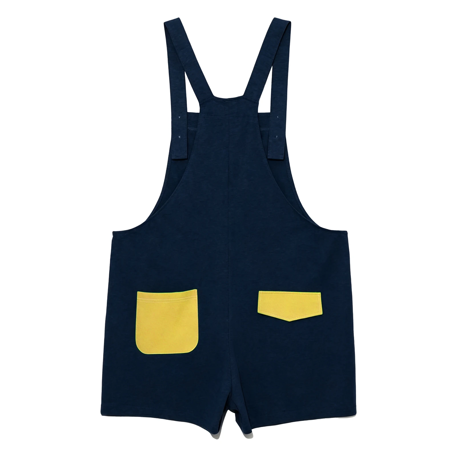 Men Cartoon Dinosaur Printed Overalls Pajamas Back Color Blocking Pockets Adjustable Straps Bib Shorts Rompers Sleepwear