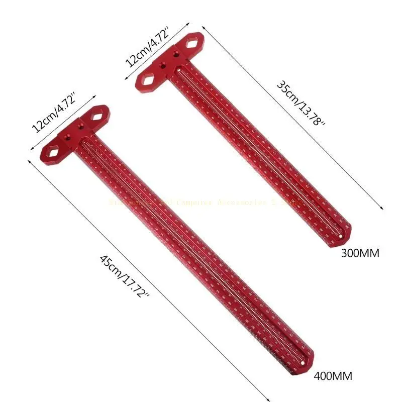 لنوع T من النوع Tworkorking Scriber Ruler 12in/16in خط المقياس السرج مربع تخطيط ساقية سائق الألومنيوم من أجل Carpente