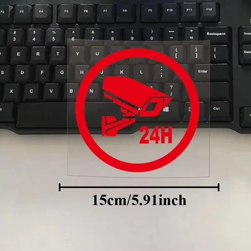 1PC 24H Surveillance Camera Sticker,Waterproof Vinyl Decal for Car & Motorcycle,Warning Decor,Holiday Gift