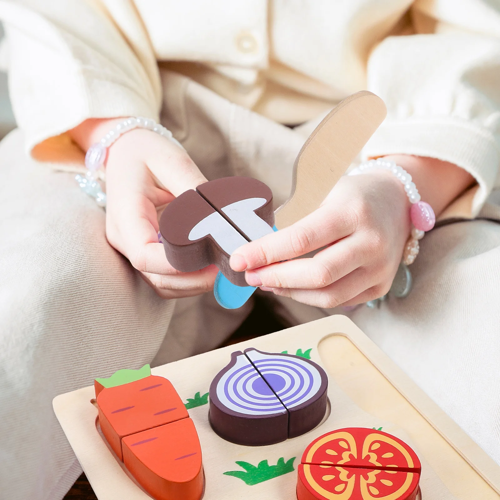 مجموعة واحدة من ألغاز القطع الخشبية للأطفال، لعبة تعليمية لقطع الطعام التظاهري، فواكه كرتونية، تعلم حسي للأطفال الصغار