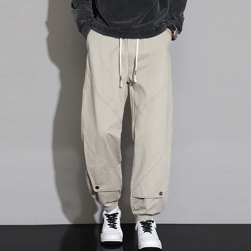 100% Cotton Men Casual Pencil Pants New Arrival 2026 Spring Simple Stye Streetwear Solid Color Loose Male Basics Trousers N141