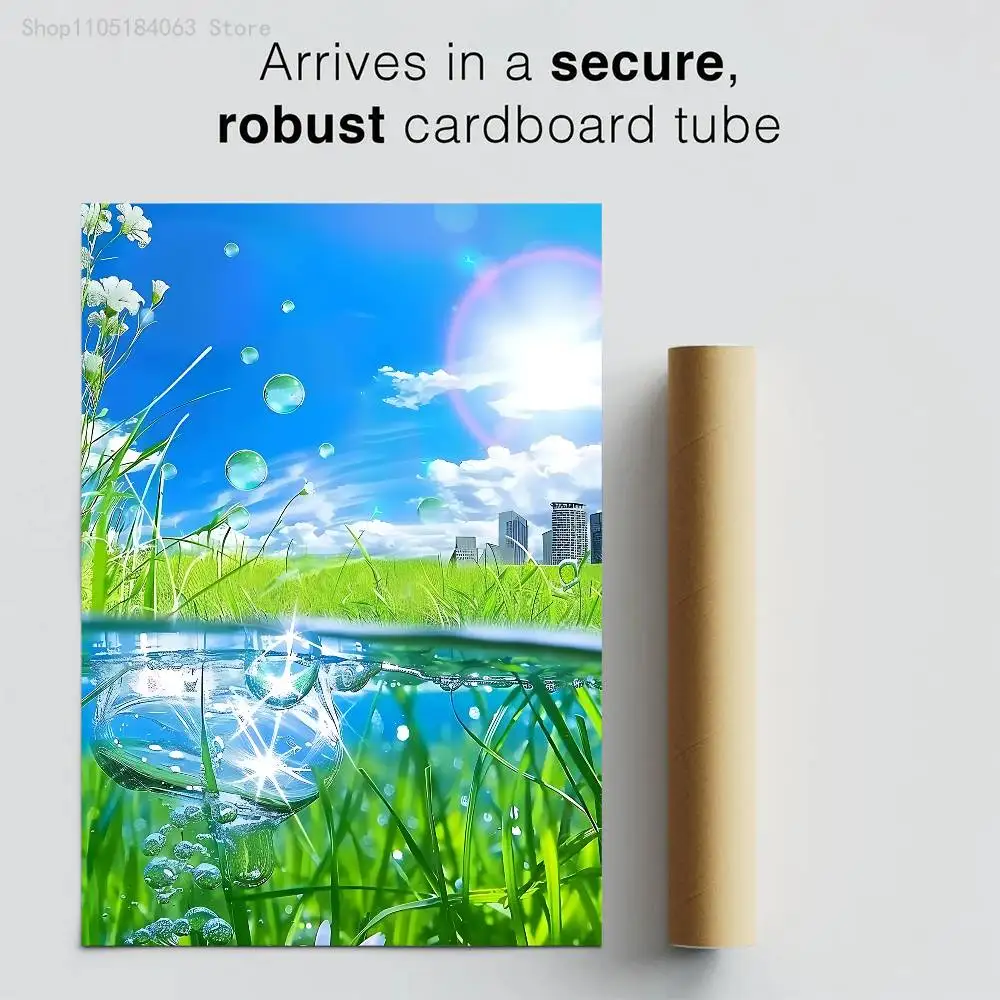 Aqua Nostalgia Frutiger Aero Poster High Quality Wall Art for Home Office Bedroom Living Room Hallway Bar Perfect Gift