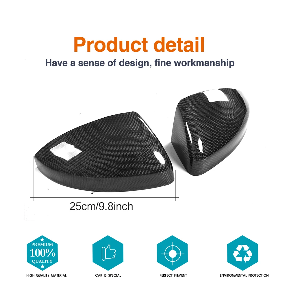 Replacement Carbon Fiber Mirror Covers For Audi TT MK3 Type 8S TTS TTRS TT SLINE 15-17 - view 3