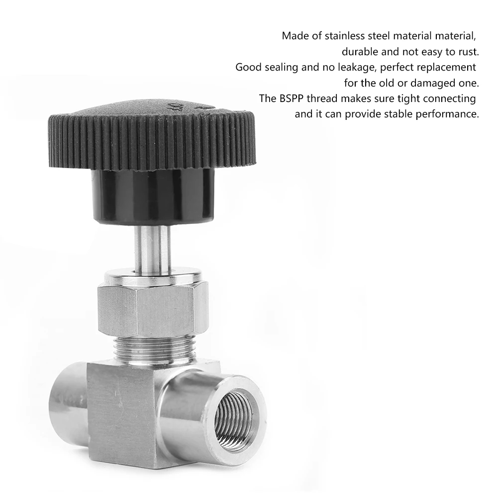 304 Stainless Steel Female Thread BSPP Stainless Steel BSPP Female Thread Straight Needle Valve for Water Gas Oil